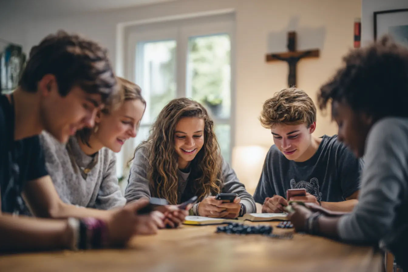 Jovens reunidos respondendo um quiz católico para jovens com respostas