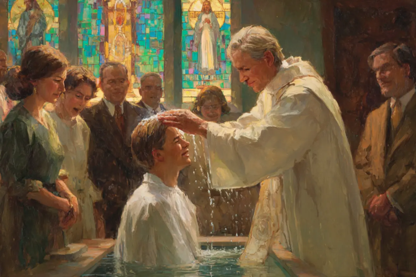 Jesus sendo batizado por João Batista