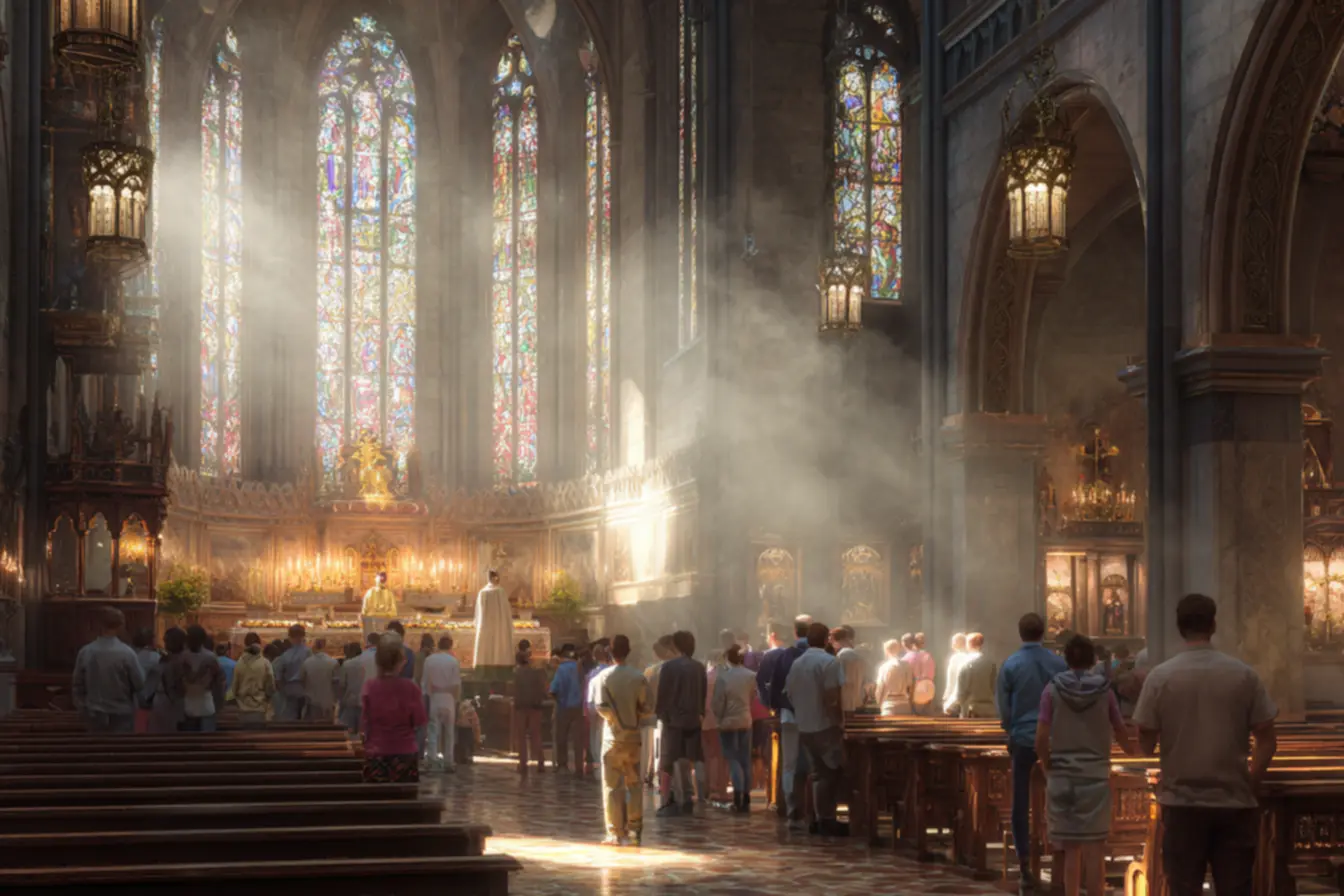 dízimo igreja católica - Envelope de dízimo sendo entregue durante a coleta na missa, simbolizando a contribuição.