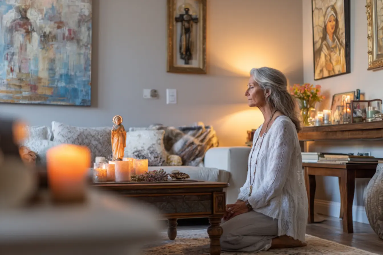 Crucifixo e Bíblia em altar