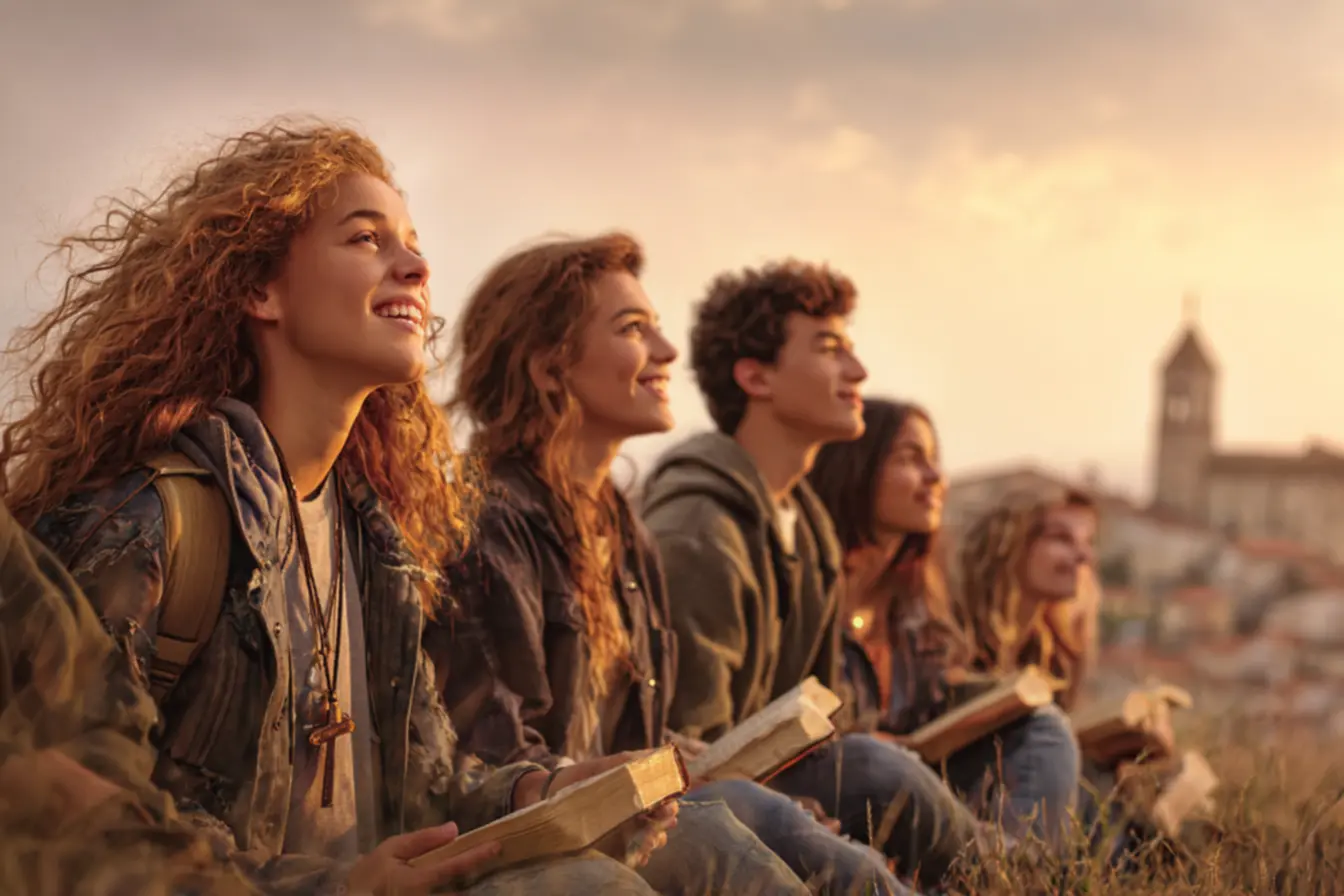 Jovem em oração, buscando inspiração nas frases católicas para jovens