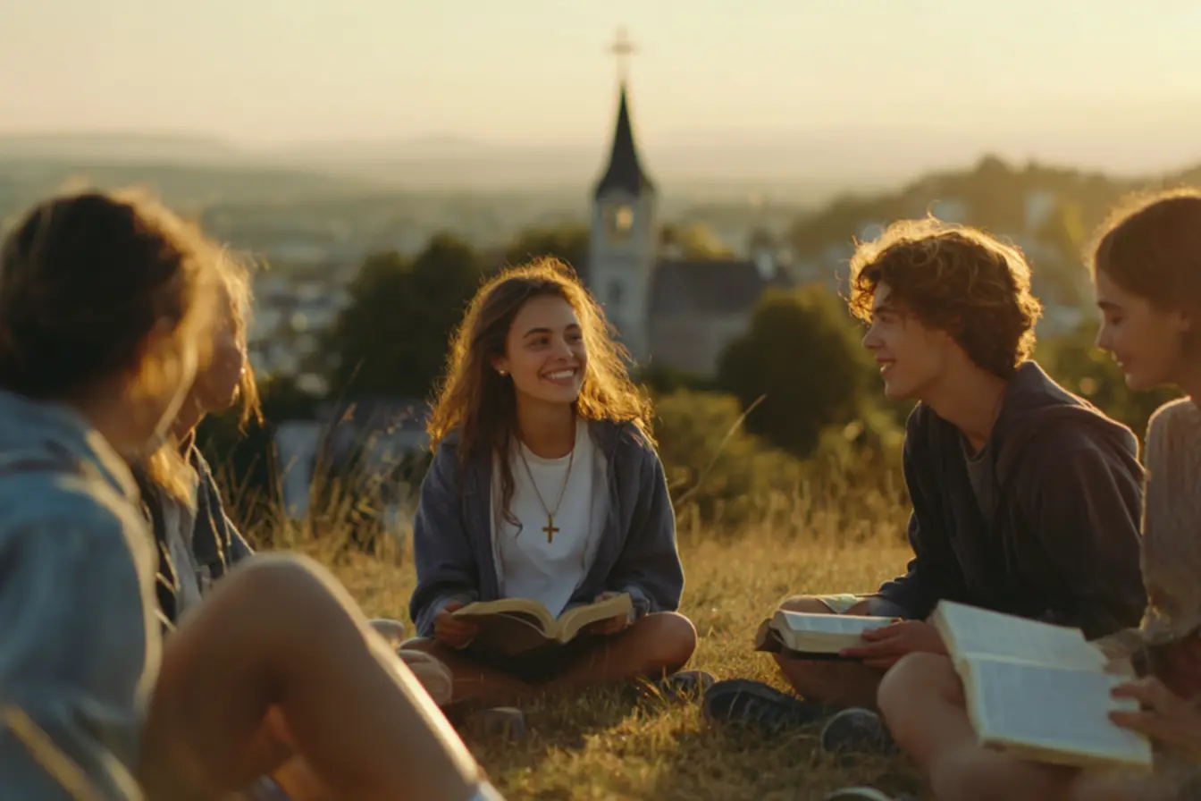 Jovem lendo a Bíblia e meditando em frases católicas para jovens inspiradoras