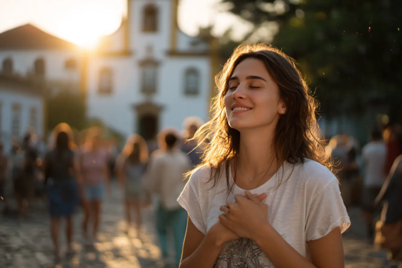 Pessoa usando camiseta é lindo ser católico como testemunho público de fé