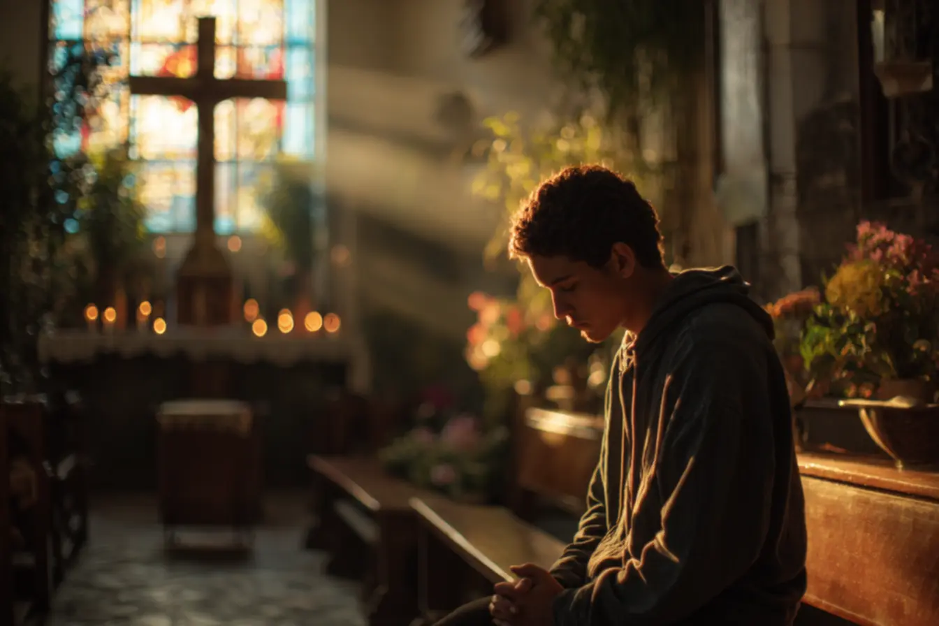 celebração da Santa Missa na Igreja católico apostólico romano com fiéis em oração