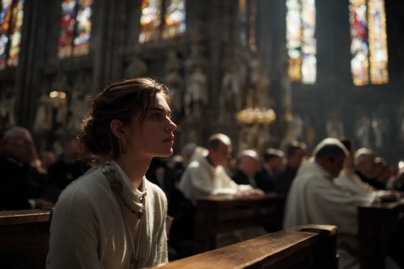 Assembleia em oração durante uma convenção de bispos católicos