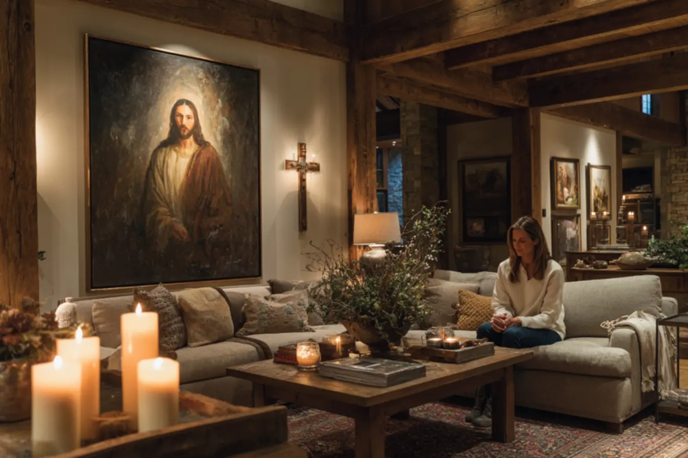 Canto de oração com quadros sacros