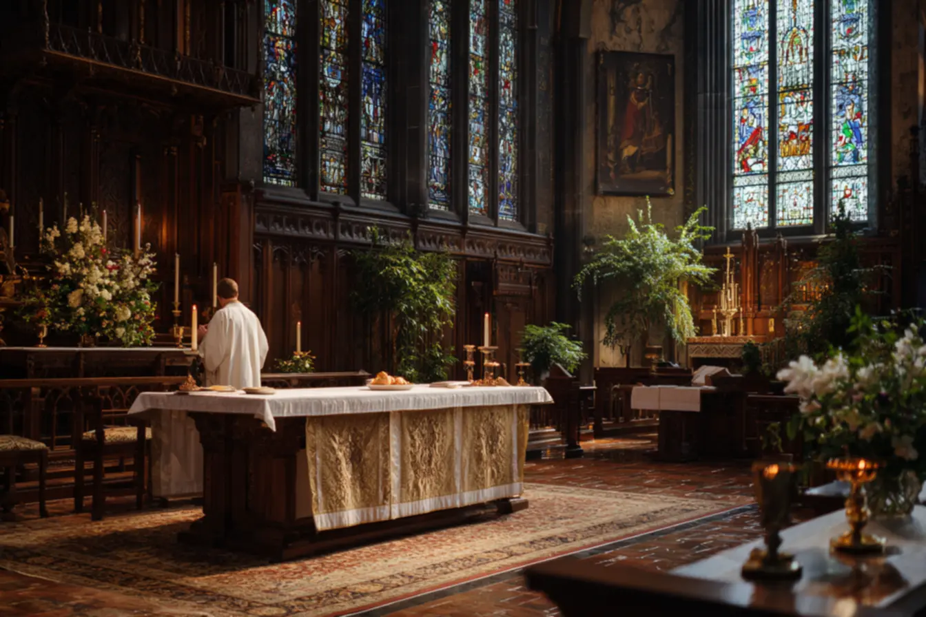 Símbolos de pureza e hospitalidade no altar