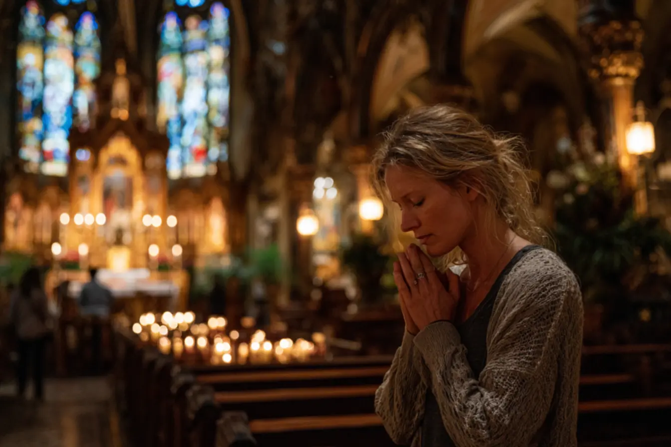 Missa acontecendo em uma igreja