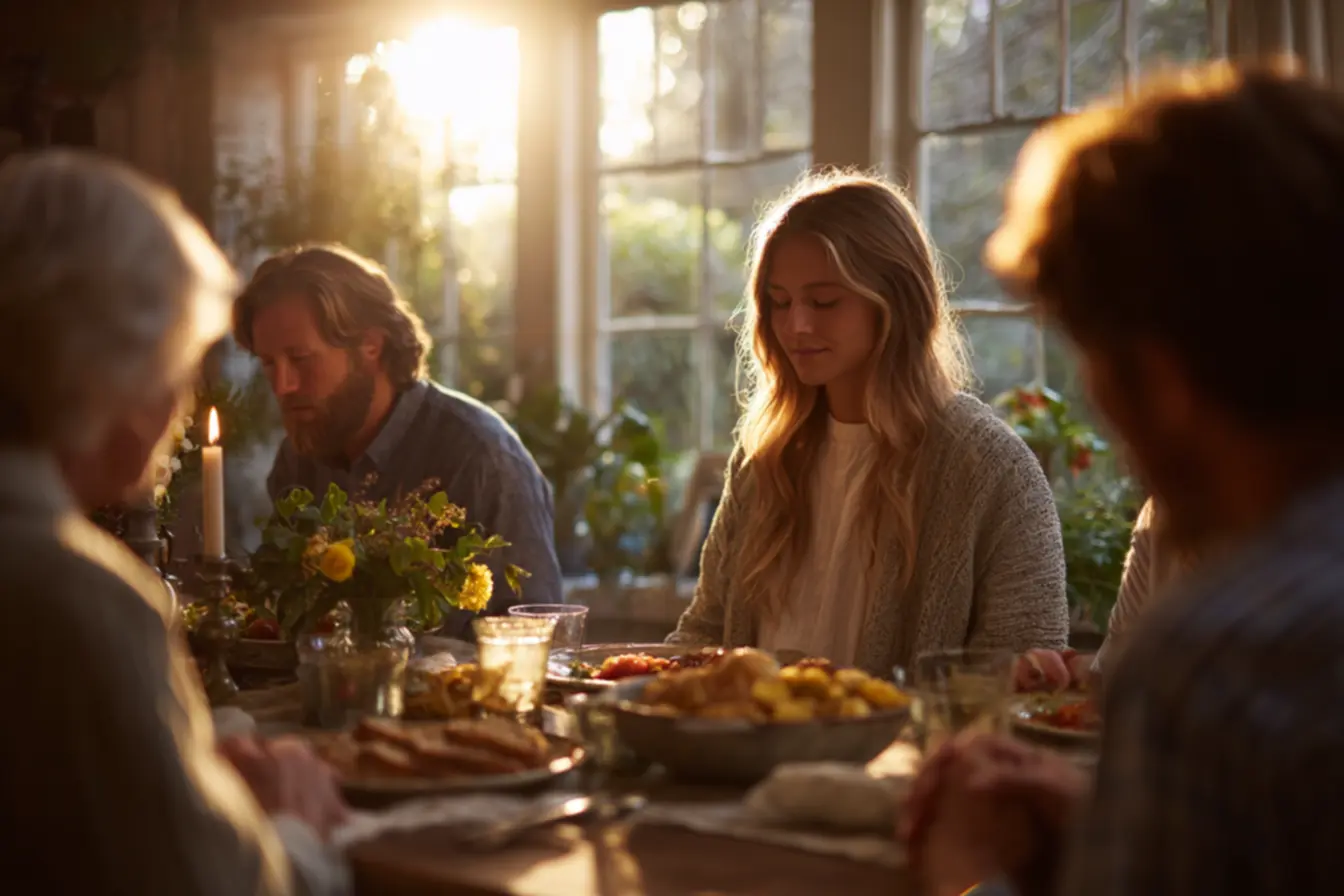 Momento de oração antes da refeição