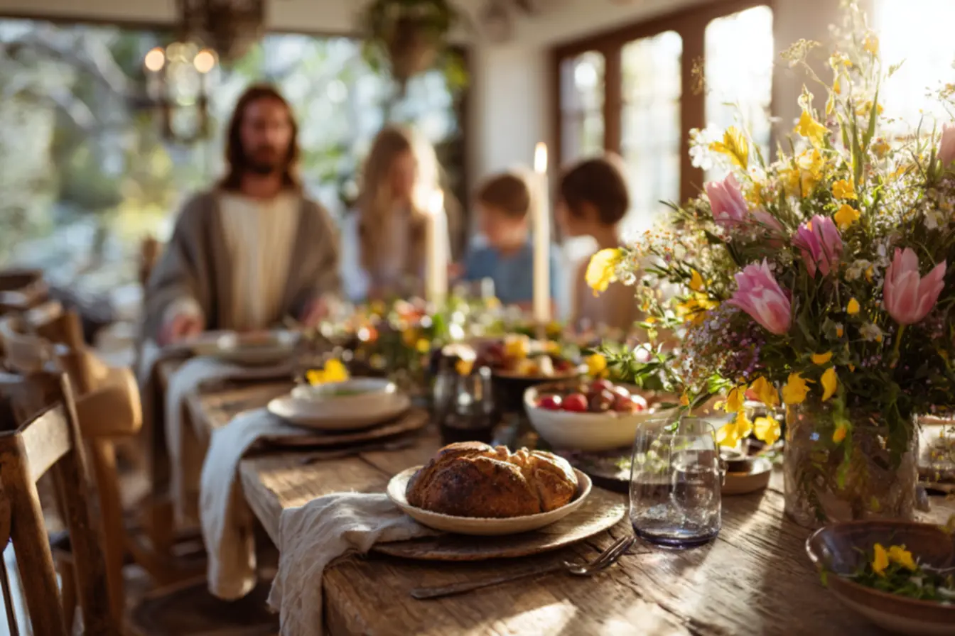 Almoço em família com oração