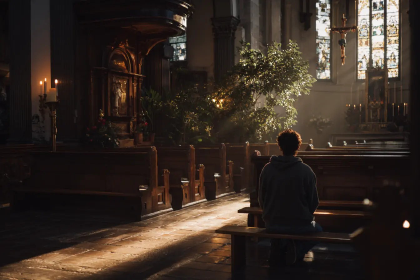 Silêncio e reflexão antes da confissão.