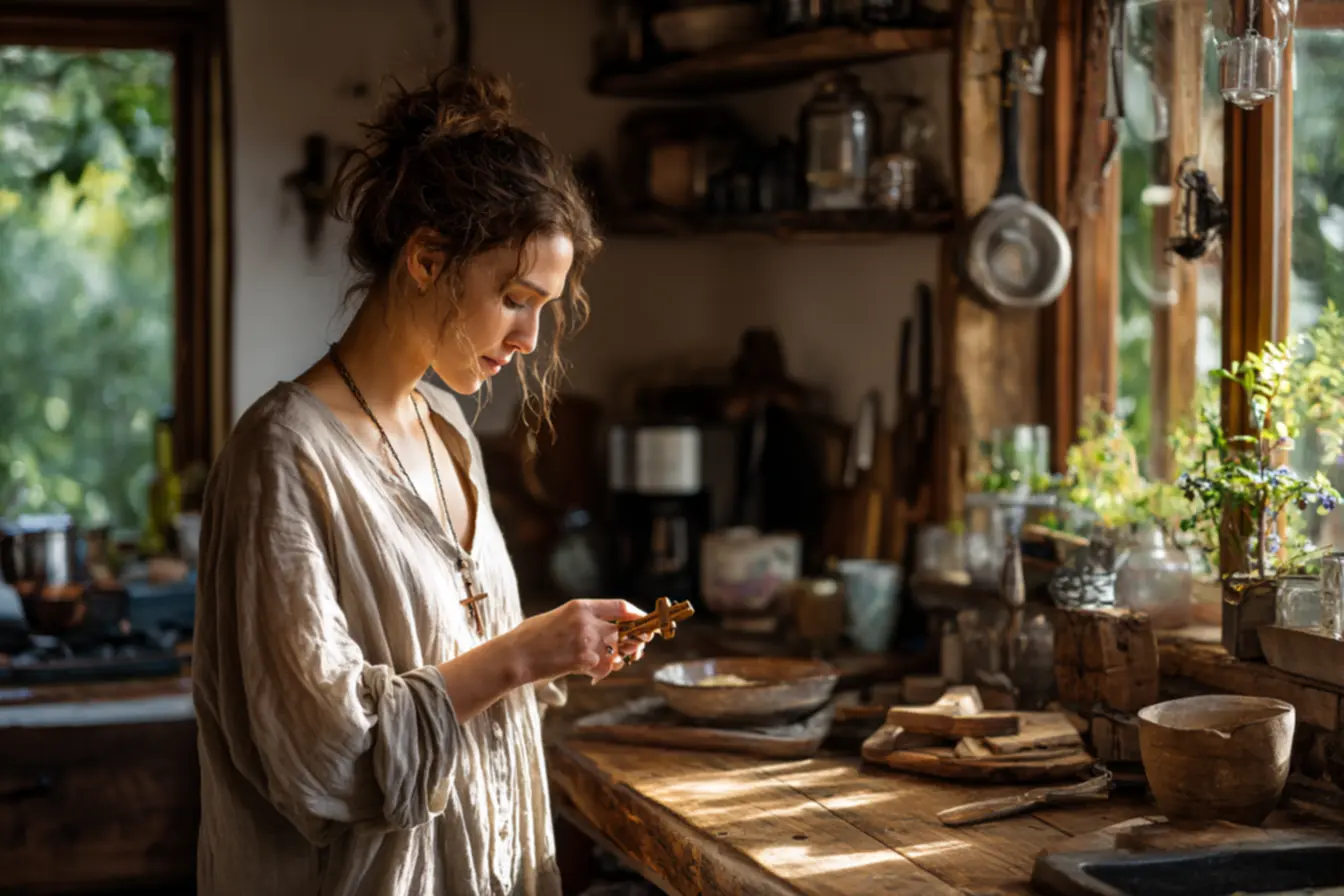 Um momento de oração com um terço