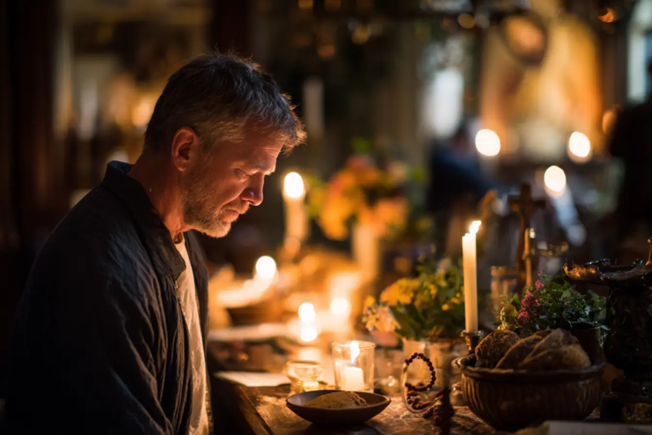 Imagem que mostra momentos de oração e paz