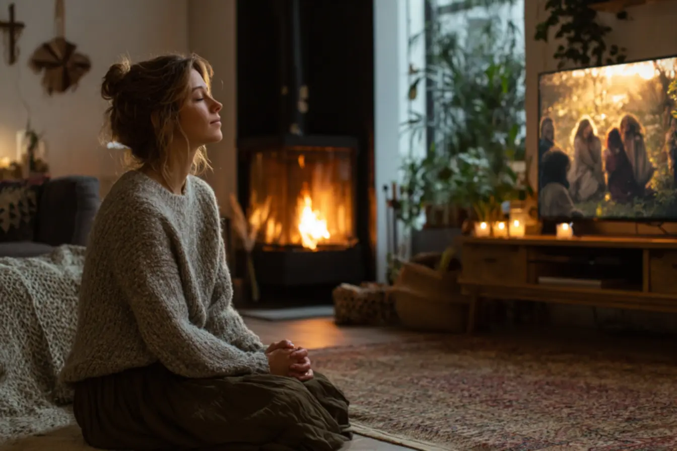 Cena de reconciliação em um filme cristão