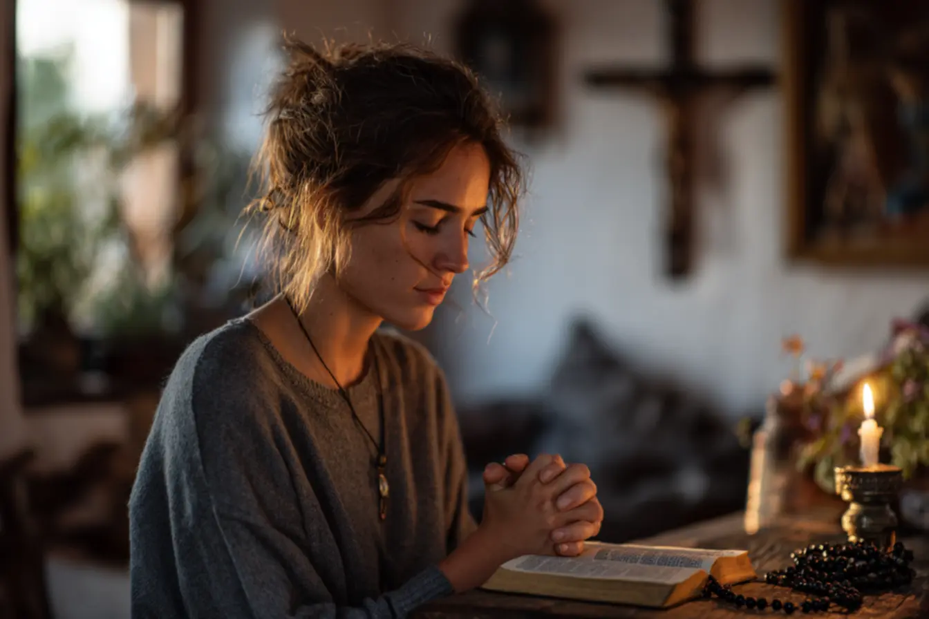 Igreja celebrando com louvores católicos na liturgia