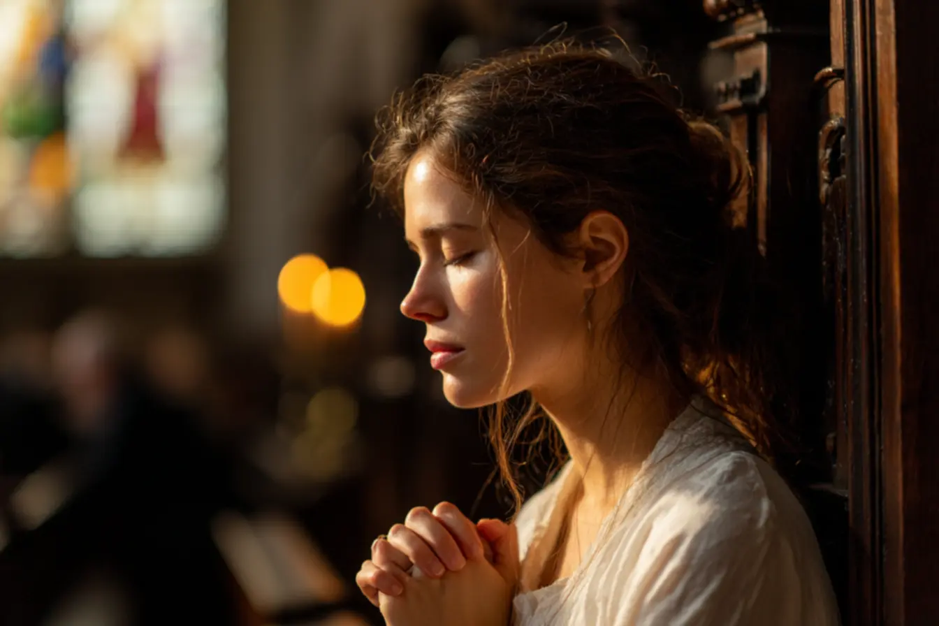 Penitente ouvindo o padre e pensando o que falar na confissão católica