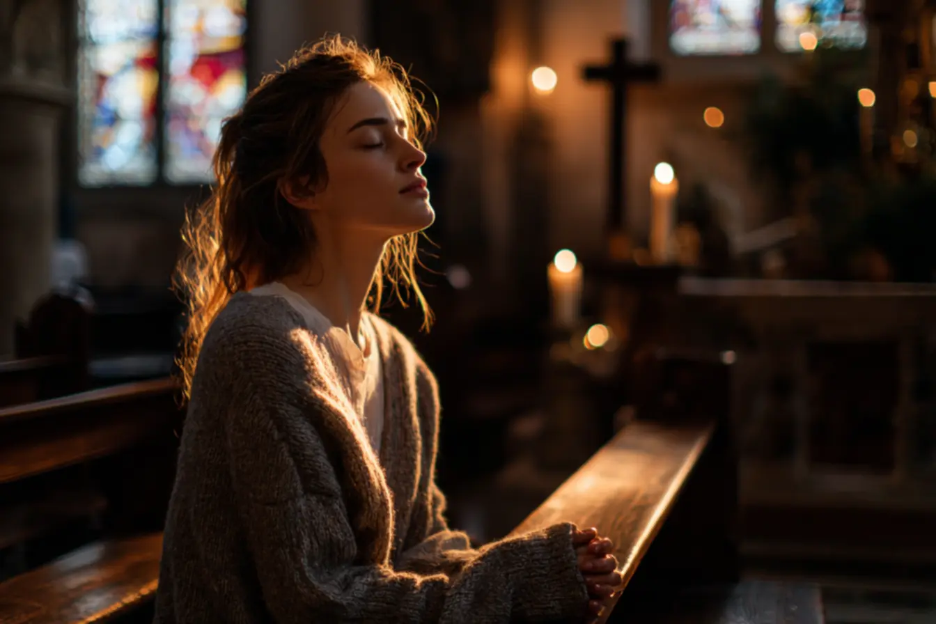 Momento de reflexão e oração durante a quaresma católica