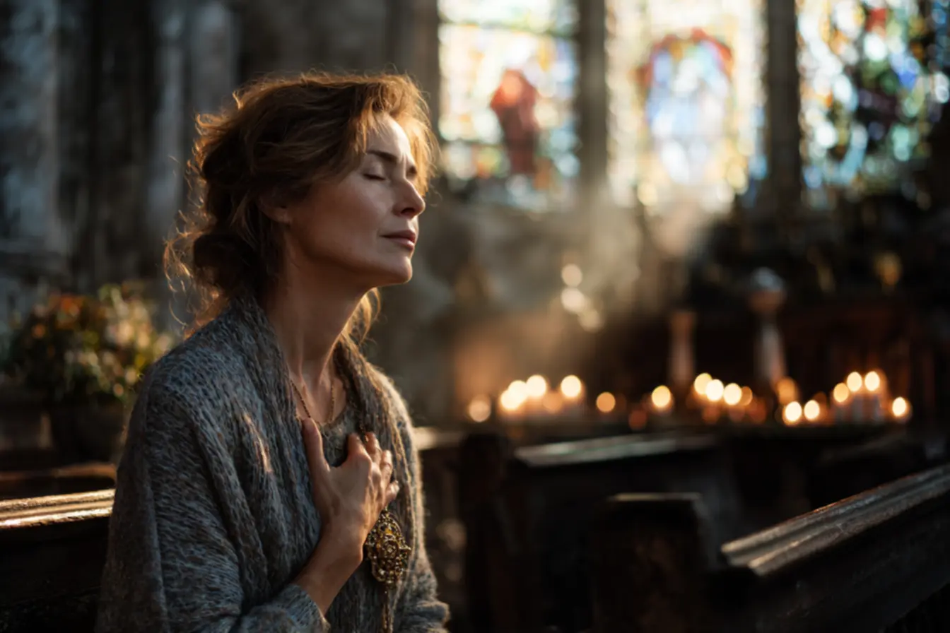 Detalhe artístico de relicários católicos sobre um altar