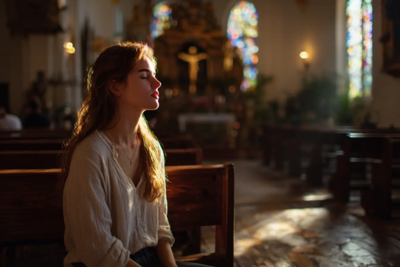 Pessoa entrando em templo em um sonho com igreja católica representando retorno à fé