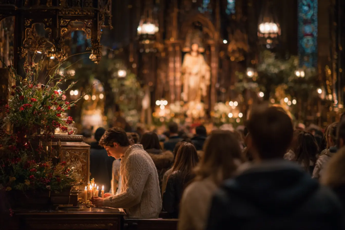 Momento de oração e reflexão na novena
