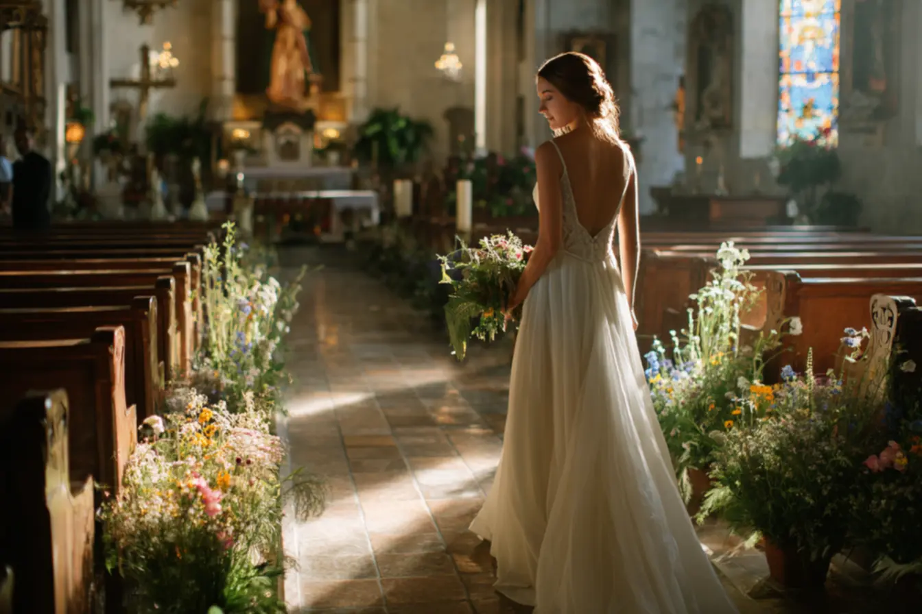 Cortejo na cerimônia de casamento católico
